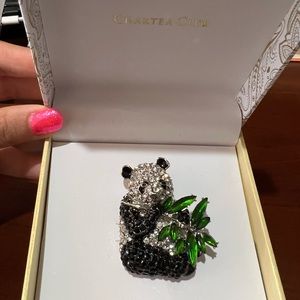Panda Pin - Charter Club-Silver Tone Metal, Glass, Enamel